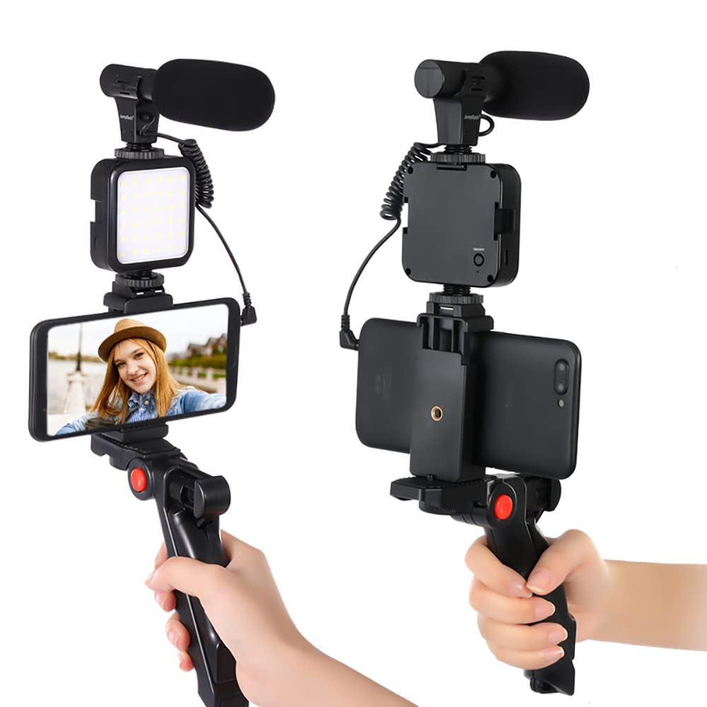 AY-49 Video Vlogger Kits Microphone LED Fill Light Mini Tripod With Remote For Phone Vlog Video Recording Condenser