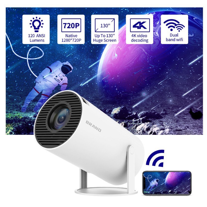 HY300 4K Android 11 Dual Wifi6 120ANSI Home Cinema Outdoor Portable Projetor