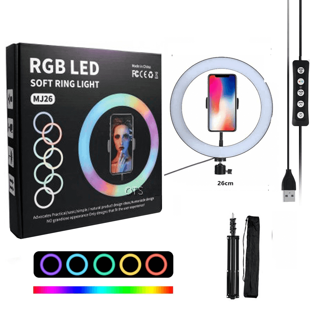 10 Inch MJ26 RGB Ring Light with Tripod Stand for Video Tiktok