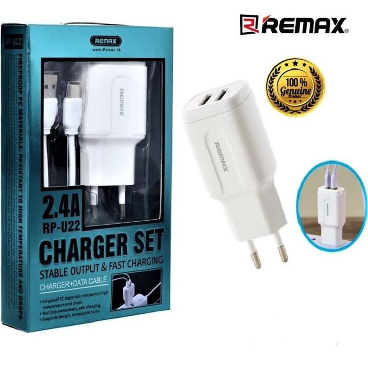 Remax RP-U22 Fast Charging Adapter 2.4A with MicroUSB Data Cable