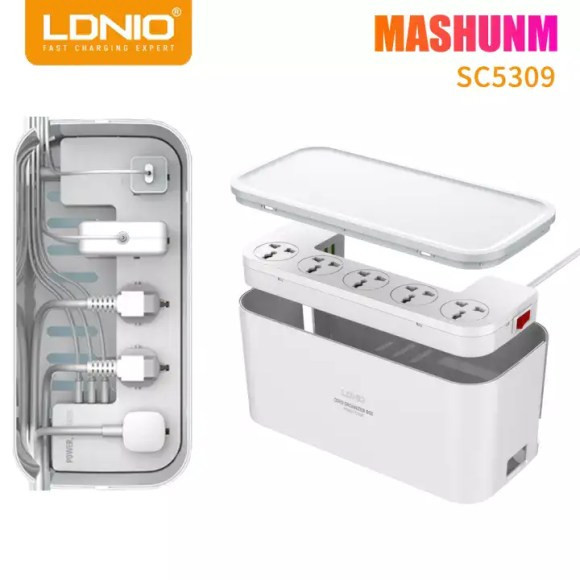 LDNIO SC5309 Management Power Strip Box 5 Socket + 3 USB Port
