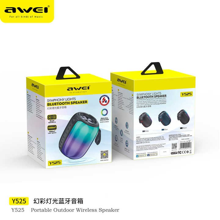 Awei Y525 IPX6 Waterproof Dynamic RGB Light effects Portable Bluetooth Speaker