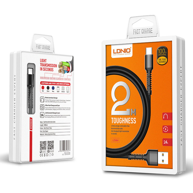LDNIO LS64 (2-Metar) MicroUSB Fast Charging Toughened Data Cable