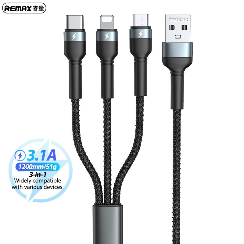 Remax RC-124th Jany Series 3 in 1 (1.2-Metar) 3.1A Data Cable