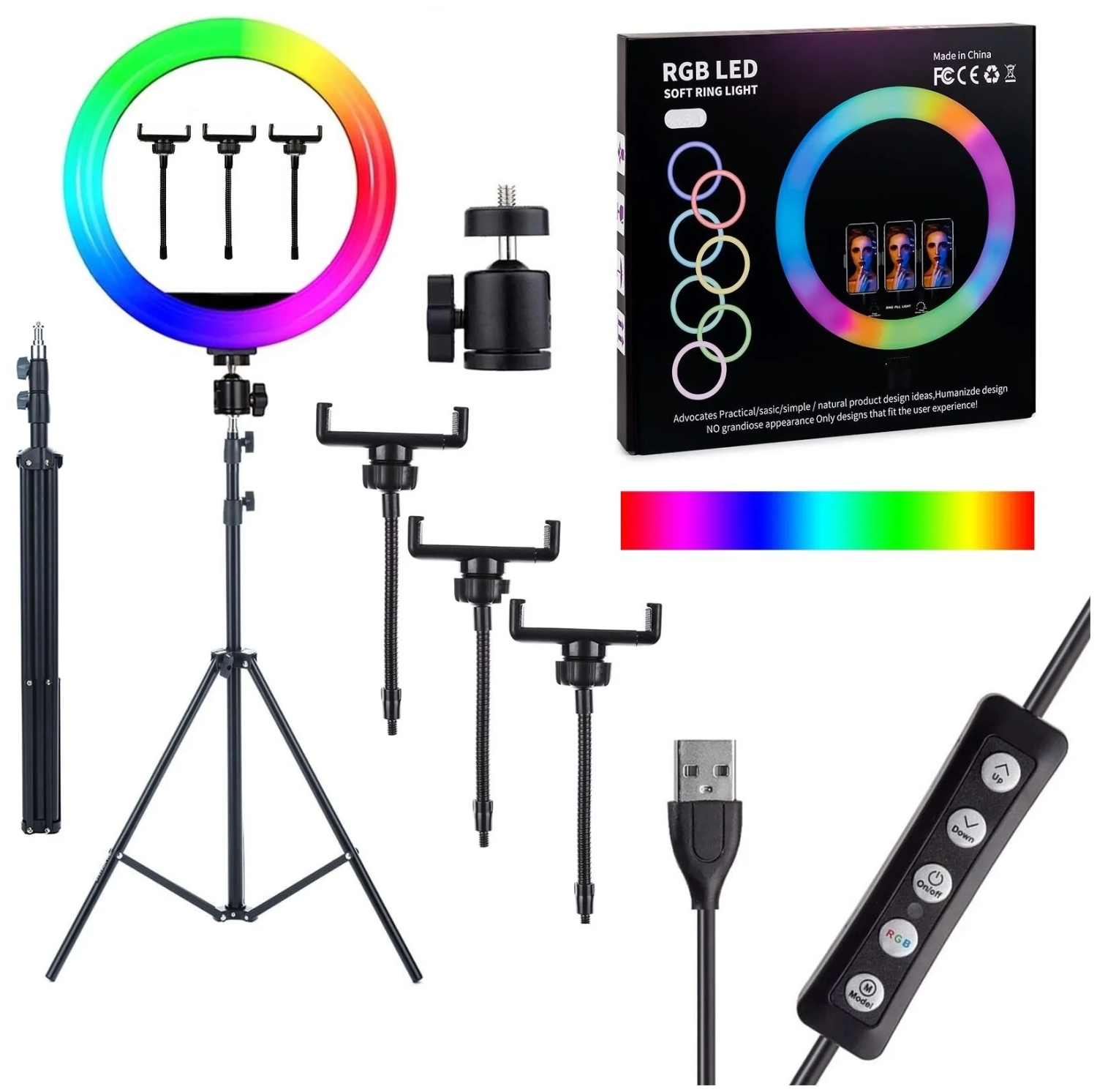 14 Inch MJ36 RGB Soft Ring Light Circle Photography Lighting 16 Colour Led RGB Ring Light with Phone Tripod Stand